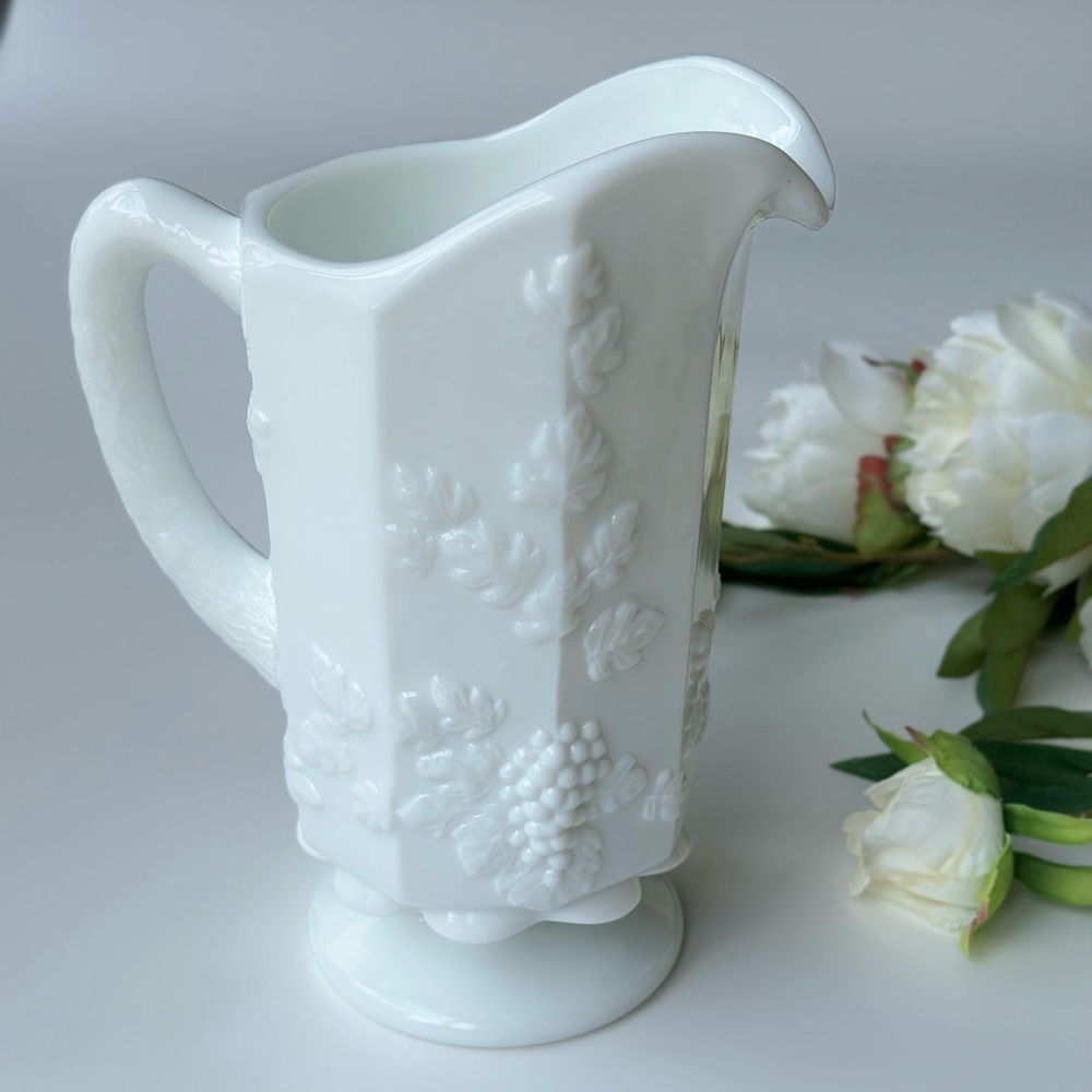 VTG Westmoreland Paneled Milk Glass Pitcher
